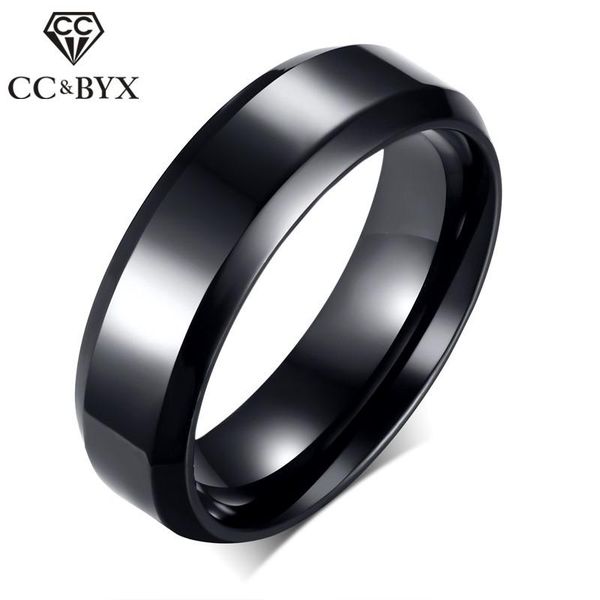 

wedding rings for men and women stainless steel simple ring black gold-color fashion jewelry party anel bijoux drop 940b, Slivery;golden