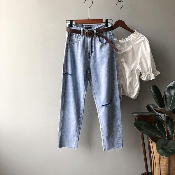 

women's jeans hxjjp 2021 straight leg high waist baggy, Blue