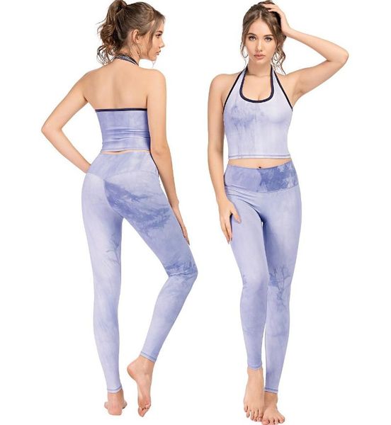 

tie-dye sports bra women's tight fitness vest jacket high elastic yoga suit outfit