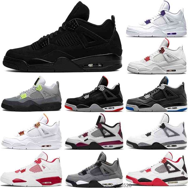 

2022 2021 fashion men high basketball shoes 4 4s black cat court purple university red neon bred alternate motorsport orange metallic white