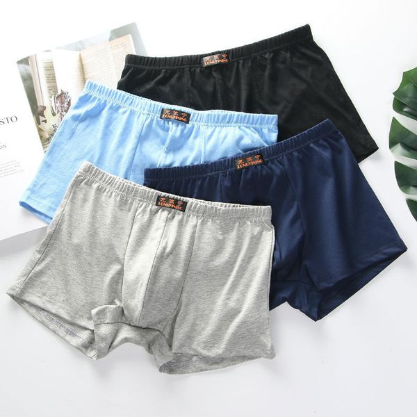 

zhongshan underwear cotton u convex bag design solid color medium waist breathable men's boxer, Black;white
