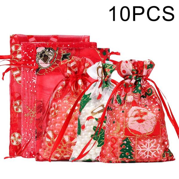 

christmas decorations drawstring gift bags cartoon pattern bronzing pouch hyd88