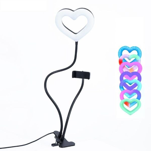 

flash heads ring lamp heart shaped light rgb symphony led with phone holder for studio lighting pography