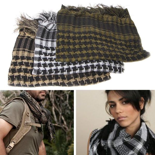 

military tactical keffiyeh arab scarf hunting cycling shawl head wrap army camo outdoor accessory caps & masks, Black