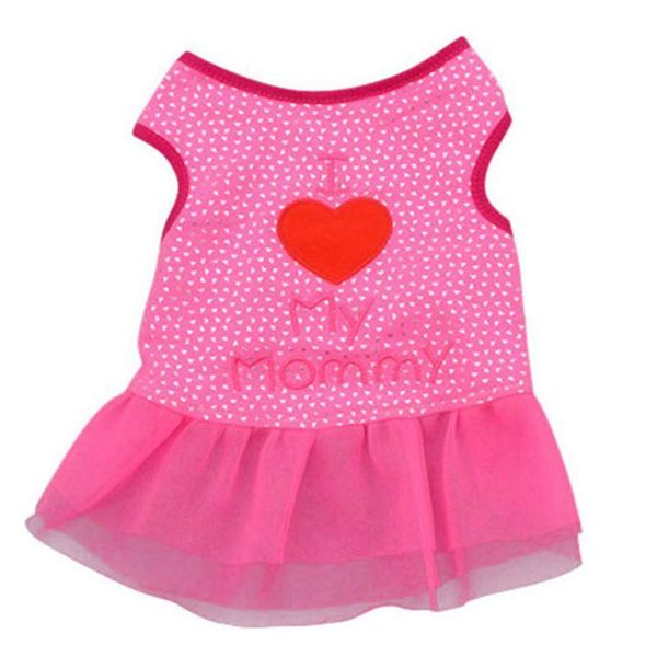 

dog apparel pet summer i love my mommy dot pink dress puppy vest t-shirt s