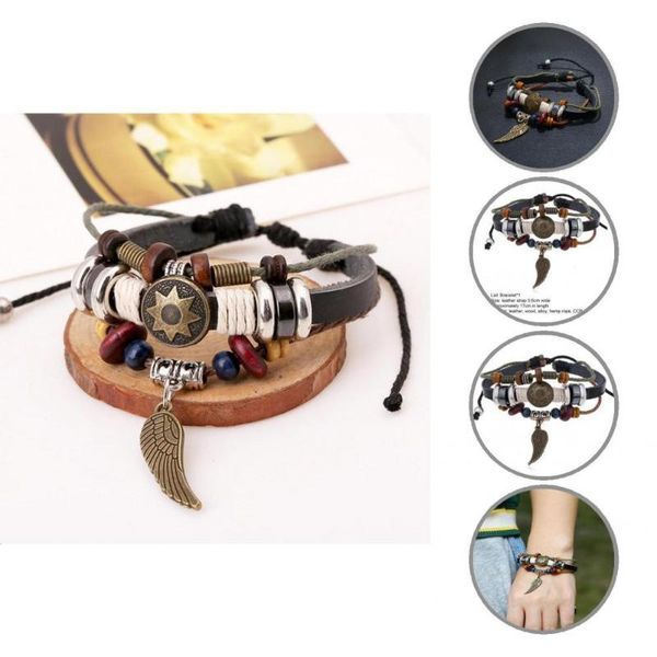 

bangle adjustable fashion handmade rope wrap bracelets all match waterproof for friends, Black