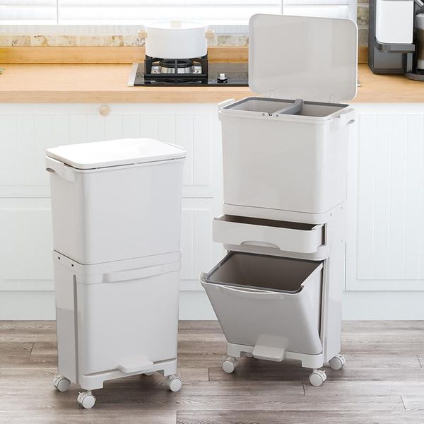

waste bins plastic large trash bin recycling rectangle sorting can standing storage containers poubelle