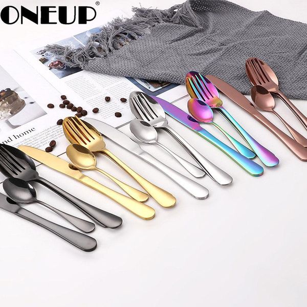 

dinnerware sets oneup stainless steel cutlery set colorful tableware kitchen accessories spoon fork knife flatware dishwasher safe