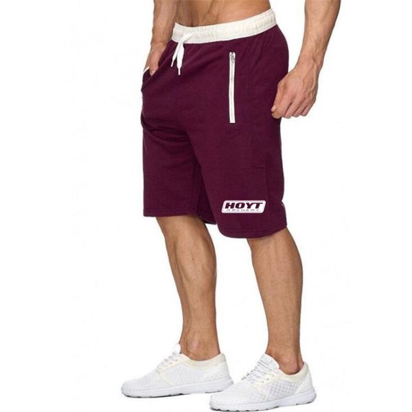 

men's shorts 2021 streetwear summer classic style men hoyt logo print solid color cotton custom sports comfortable male, White;black