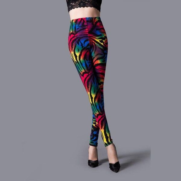 

women's leggings women 2021 spring autumn leopard printed female elastic waist slim thin trousers ladies skinny stretch pants e397, Black