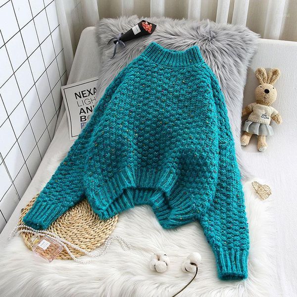 

thicken loose knitted turtleneck women sweater solid short empire female pulls outwear coats women's sweaters, White;black