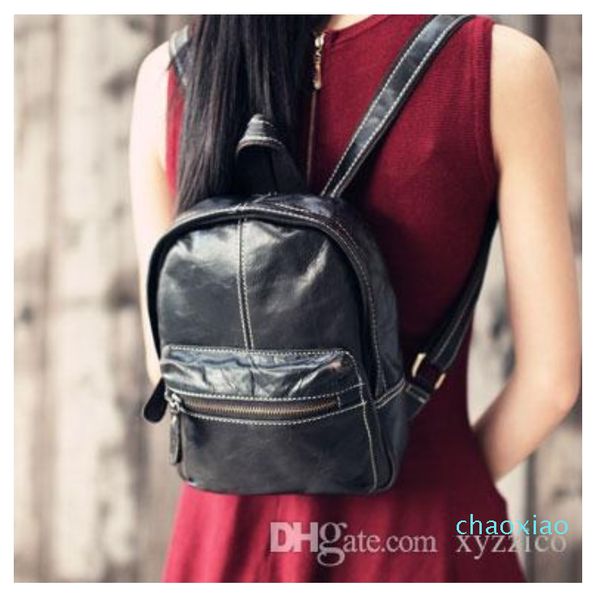 

2017 new arrival women lady mini backpack real genuine first layer full grain leather vintage bag