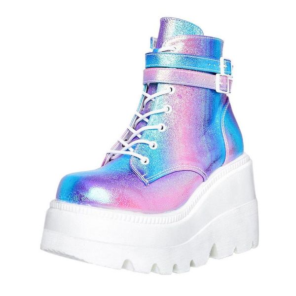 

boots pre-sale brand 2021 big size 43 ins cool platform wedges high heels women shoes ankle female, Black