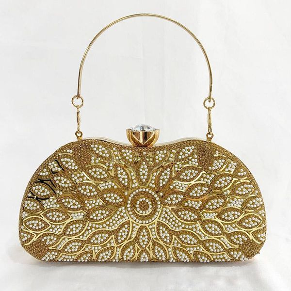 

evening bags bridal party wedding small purse gold silver black rhinestones diamonds pearl beaded women's luxury handbag b410