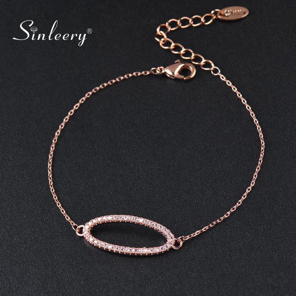 

shining hollow oval charm bracelet rose gold silver color chain tiny crystal for women jewelry sl111 ssc link,, Black