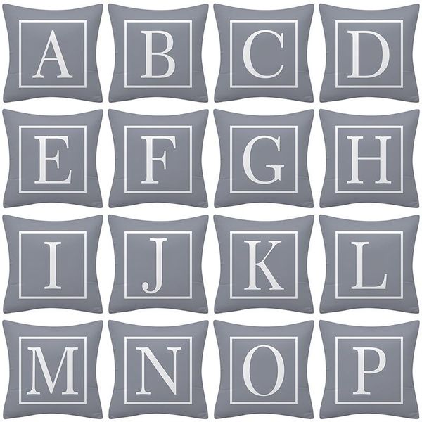 

cushion/decorative pillow 1pcs gray letter alphabet decorative cushion cover polyester throw pillowcase 45*45cm sofa home car pillowcover 41