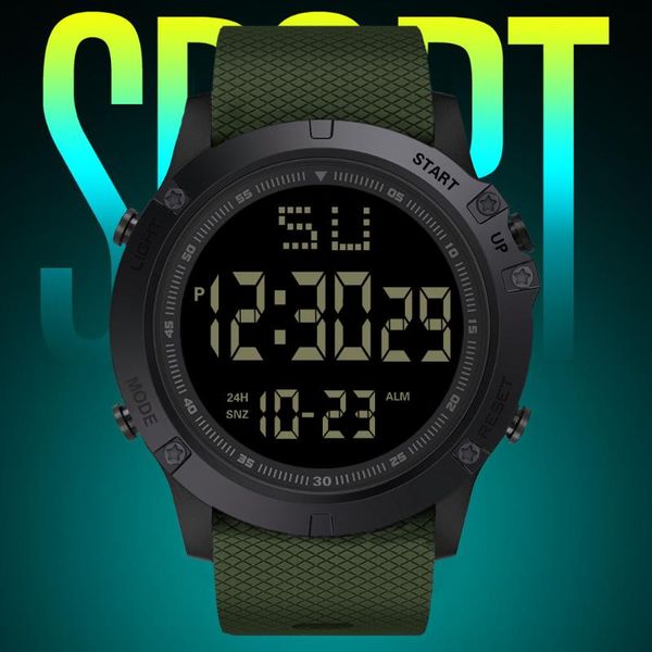 

wristwatches fashion men led digital date military sport watch rubber quartz alarm waterproof 2021 electronic timing, Slivery;brown