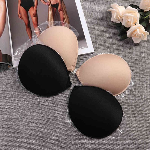 

sujetador women's bra invisible push up self-adhesive sile seamless front closure sticky backless strapless, Black;white