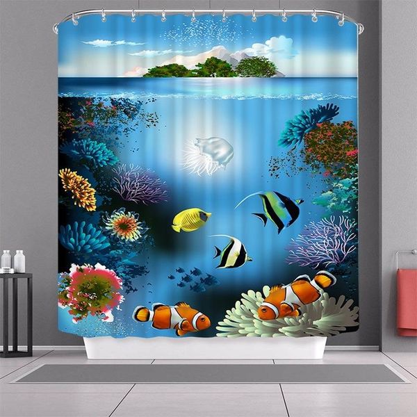 

shower curtains sea underwater world marine animals curtain bathroom