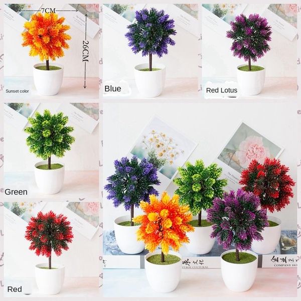 

decorative flowers & wreaths 1pc artificial round ball cypress tree green plant bonsai wedding party home table decor garden el decoration