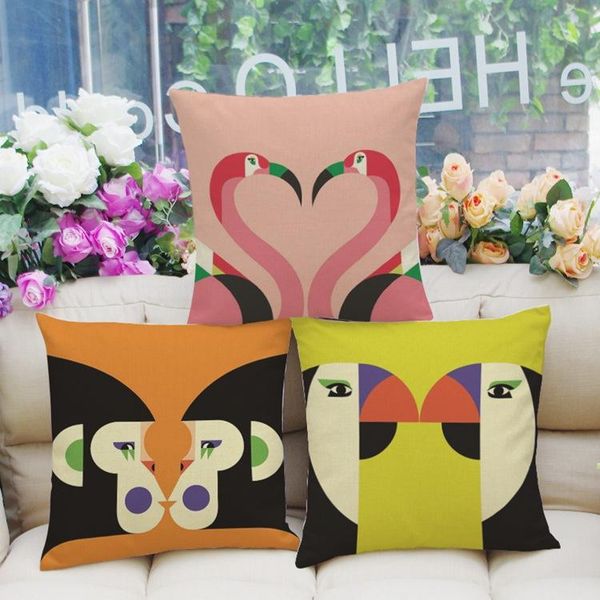 

geometric abstract nordic bird animal linen pillow back seat cushion pillowcase cover core cushion/decorative