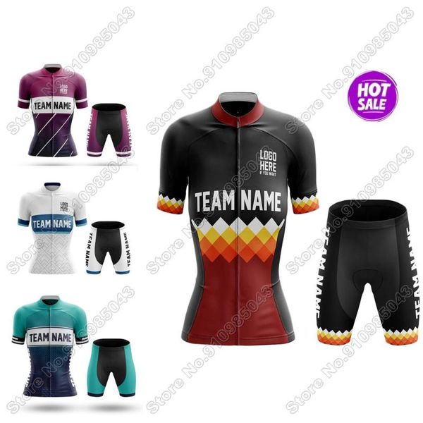 

racing sets women custom team name cycling jersey set summer clothing road bike suit mountain bicycle shirt bib shorts mtb ropa, Black;blue