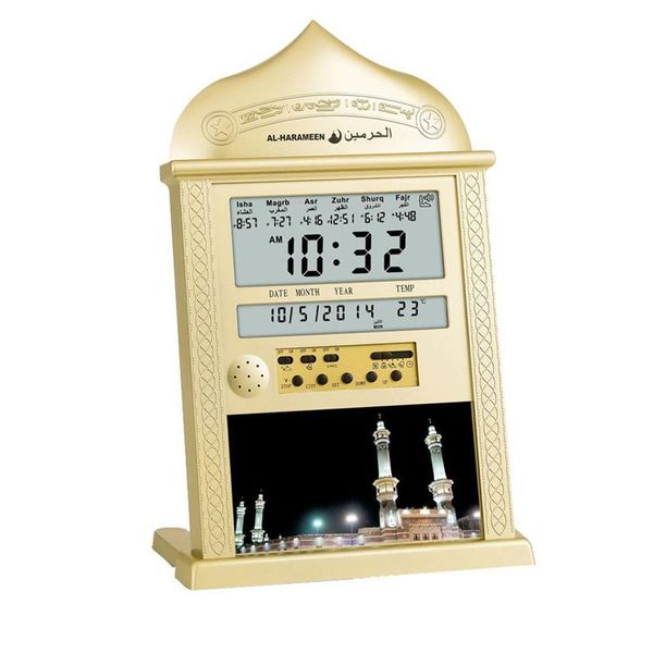 

wall clocks led islamic muslim prayer clock azan athan alarm table backlight with lcd display home decor