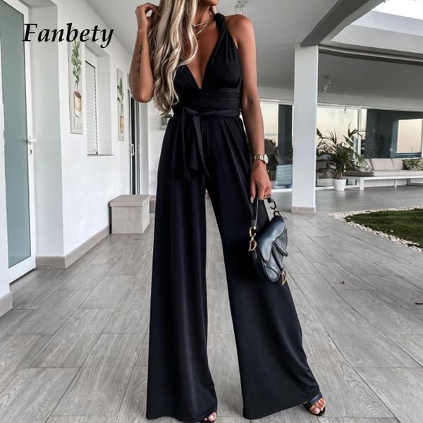 

women elegant v-neck bandage hollow out straps jumpsuit 2021 summer bodysuit romper female fashion casual solid playsuits, Black;white