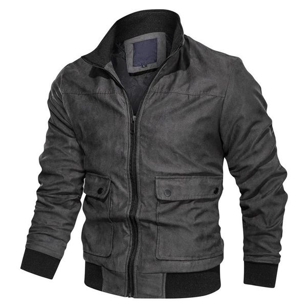 

men's jackets military jacket men stand collar multi-pocket suede slim fit bomber casual motorcycle coat, Black;brown