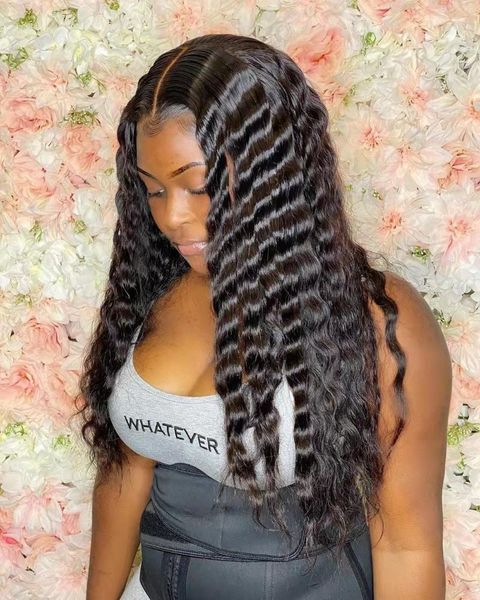 

lace wigs loose wave front wig full human hair for black women 180% 4x4 hd wet and wavy deep curly closure, Black;brown