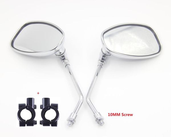 

motorcycle mirrors 10mm mirror 360Â° rotated adjust plating back view universal with 2pcs mount holder tool kit high quality
