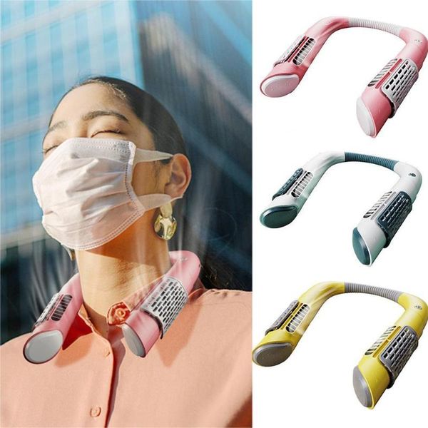 

electric fans mini portable bladeless neck household fan rechargeable hanging air cooler wearable neckband mute silent outdoor usb lazy spor