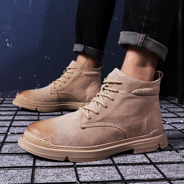 

boots casual outdoor footwear altas hombre high sneakers male shoe man men loafers leisure mens a sneaker leather with sale, Black