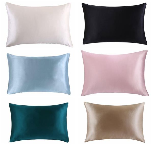 

100% nature mulberry silk pillowcase zipper pillowcases pillow case for healthy standard queen king multicolor