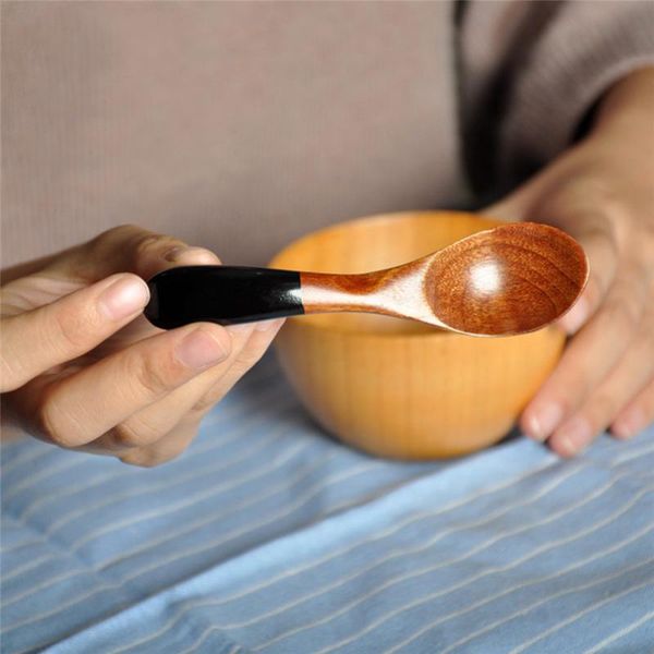 

spoons wooden bamboo japanese soup spoon tea kids dinnerware child tableware kitchen cooking utensil @30