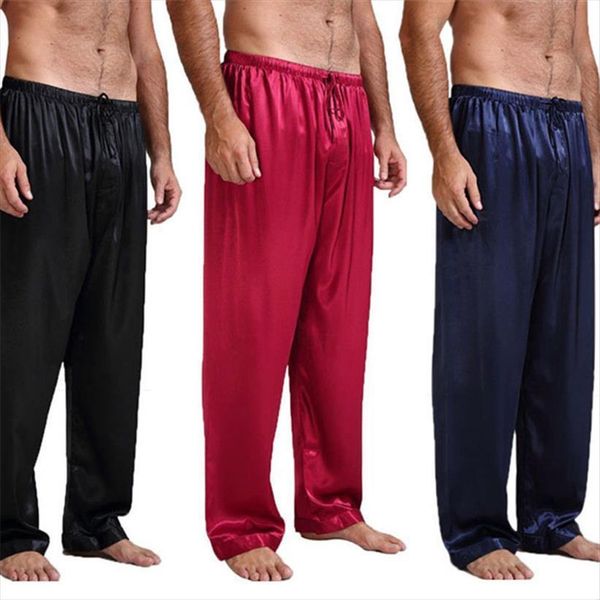 

brand fashion silk satin women pant pajamas pyjamas sleep bottoms nightwear sleepwear trousers, Black
