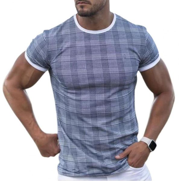 

men t-shirt plaid printed quick dry summer short sleeve o neck t shirts 2021 fashion streetwear casual male clothing men's t-shirts, White;black