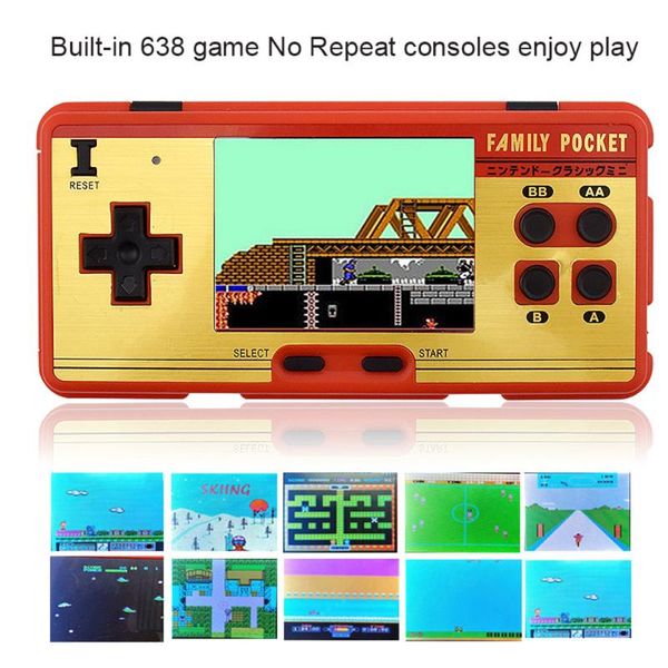 

portable game players 5pcs handheld built in 638 family pocket 8 bit retro children gift two color