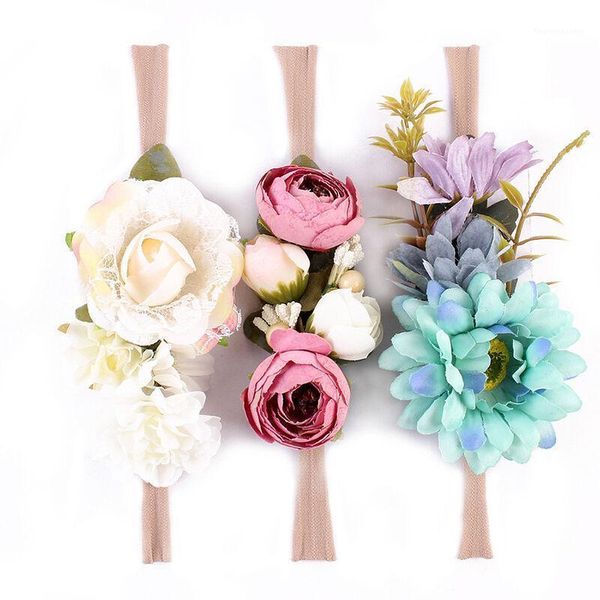 

hair accessories 3pcs/set cute born baby kids girls toddler boho flower floral headband headwear pography tool1, Slivery;white
