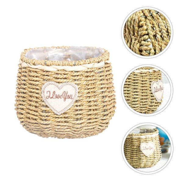 

storage baskets 1pc decorative basket festival flower weaving succulent flowerpot (khaki)