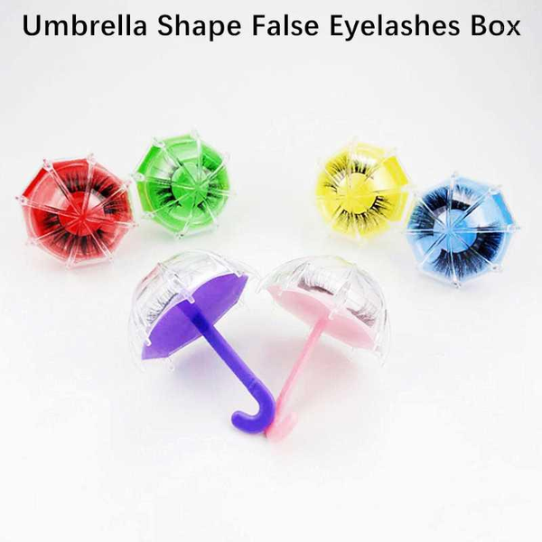 

color umbrella shape empty fake eyelash packaging case mini storage plastic box candy lash container1