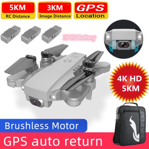 

5km remote control drone 4k hd esc camera dual gps smart follow optical flow aerial pgraphy quadcopter 3km image distance