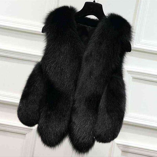 

autumn and winter small drop vest short vest jacket women's slim fur imitation 211207, Black