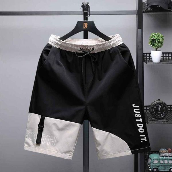 

men's shorts summer men patchwork sports letter loose plus size home casual 48, White;black