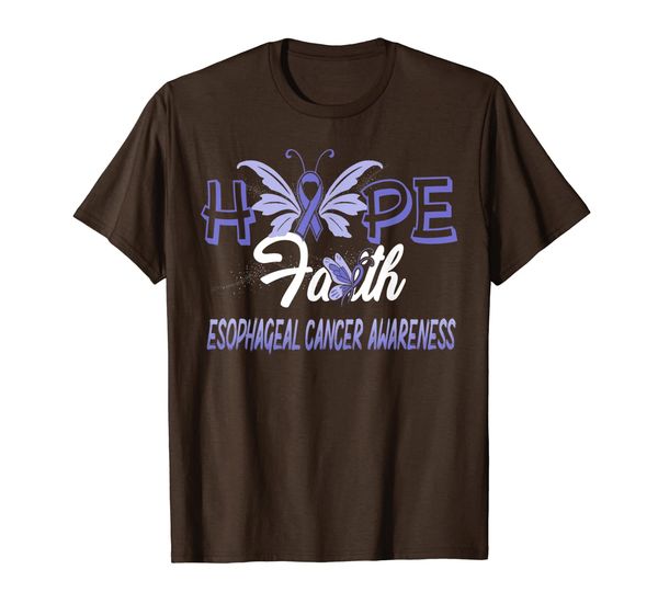 

hope faith esophageal cancer butterfly t-shirt, White;black