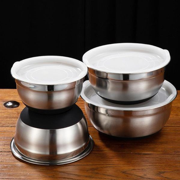 

bowls stainless steel egg mixing bowl with lid basin salad vegetable washing cream