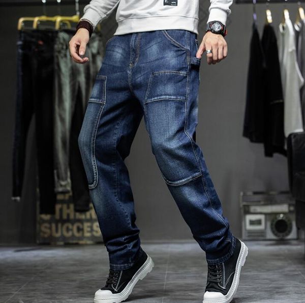 

men's jeans hip hop loose jeans, casual wear, blue