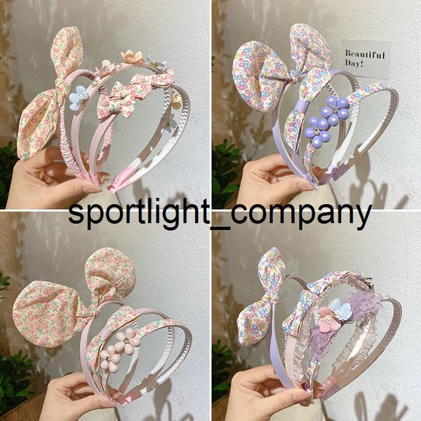 

3 pcs/set baby girls cute colors floral bow pearl hairbands headwears children lovely hair hoop headbands kids hair accessories, Slivery;white