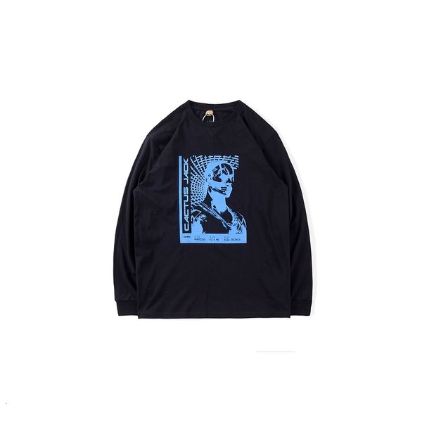 

2021 travis scott cactus jack cartoon print long sleeve tee oversized hip-hop t shirt men women couple 100% cotton t-shirt, White;black