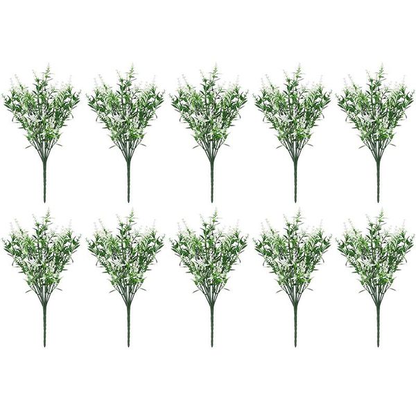 

decorative flowers & wreaths 10 bundles artificial lavender outdoor fake plants faux plastic uv resistant for home garden